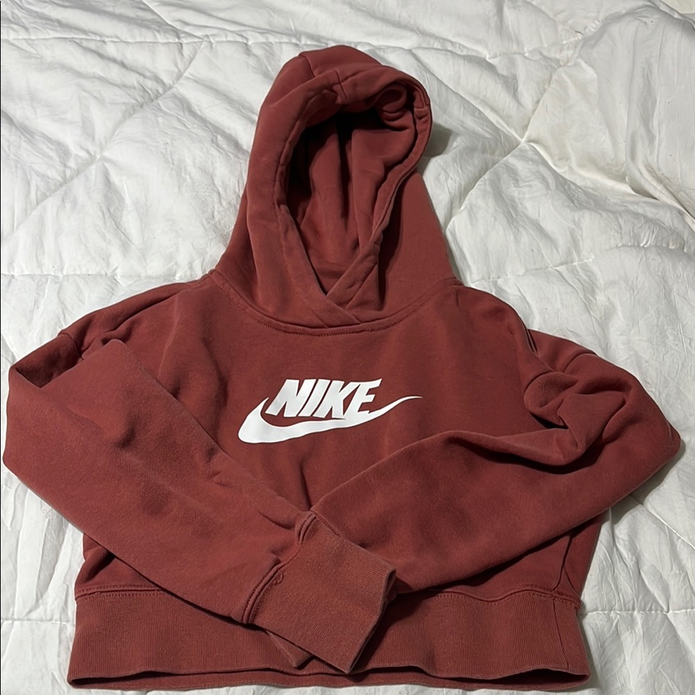 Nike Rust Cropped Hoodie Sweatshirt (kids)